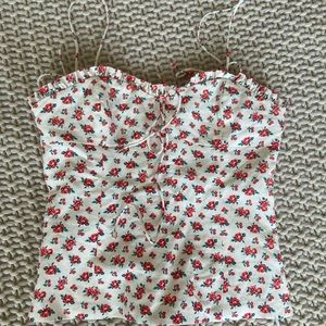 Zara Floral Corset Tank Top XS NWOT